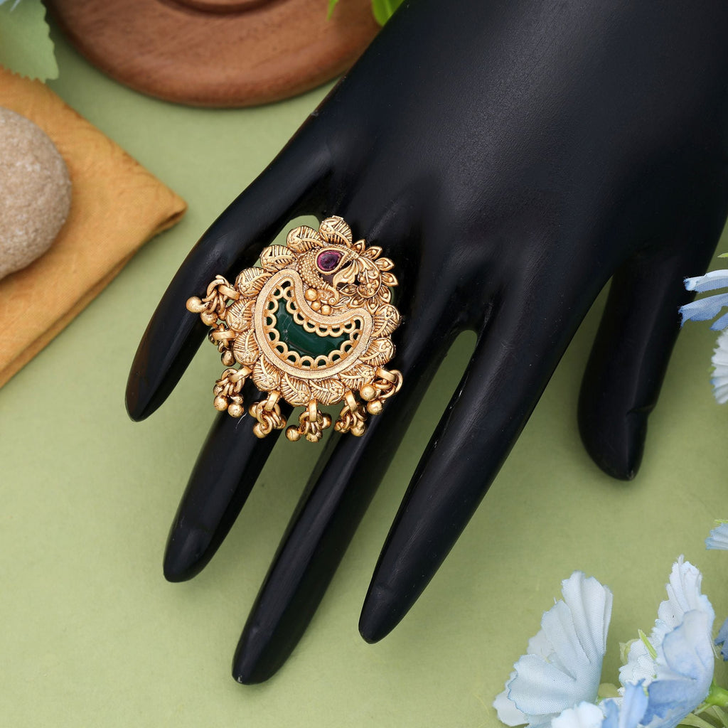 Green Matte Gold Rings Classic