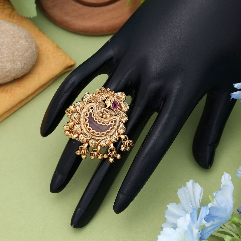 Pink Matte Gold Rings Stylish