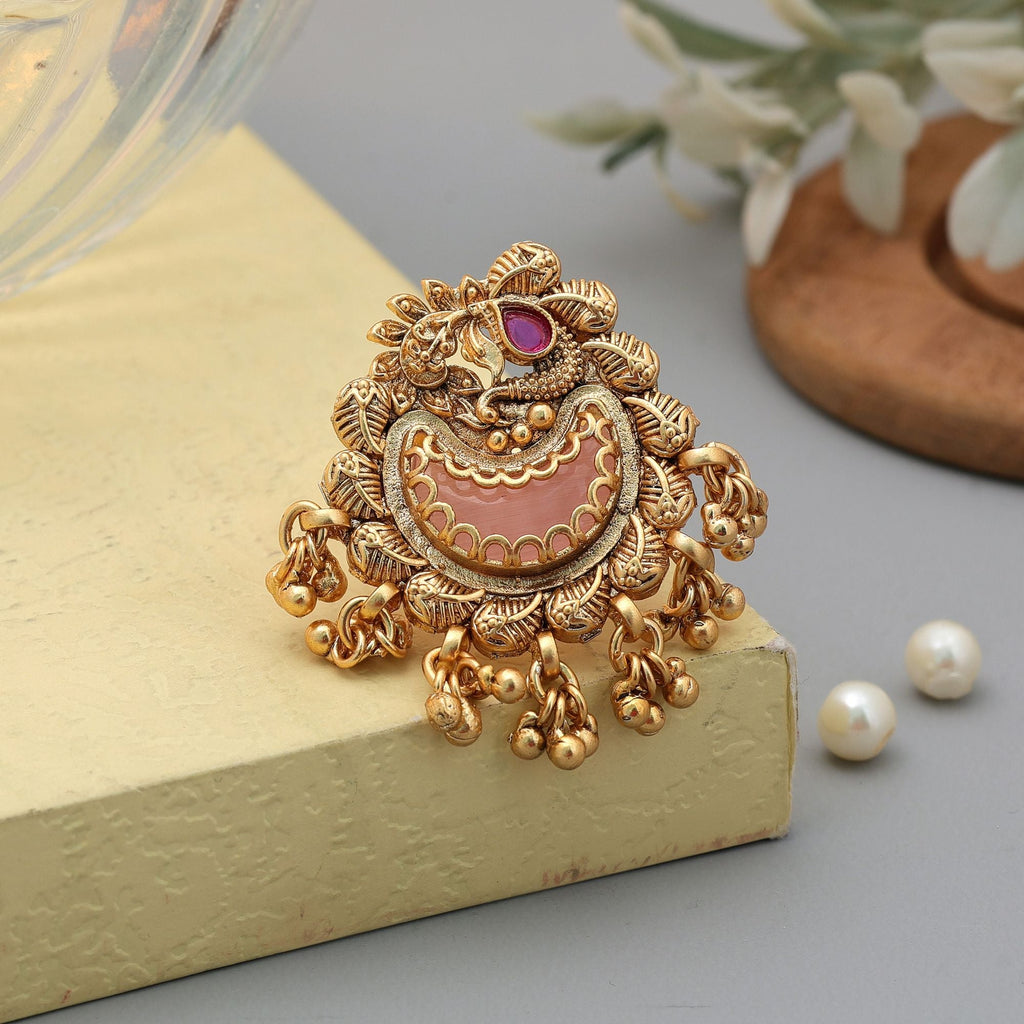 Pink Matte Gold Rings Stylish