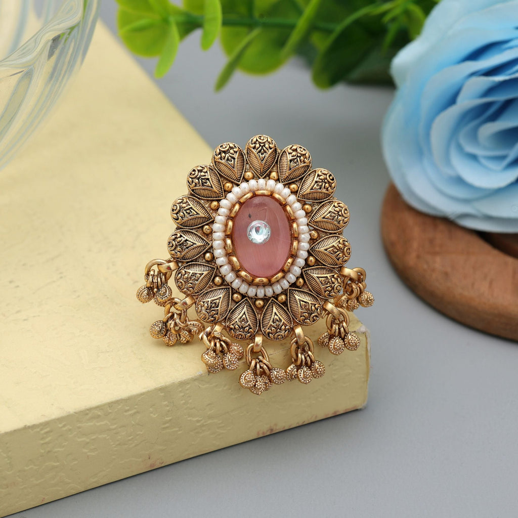Pink Matte Gold Rings Minimal