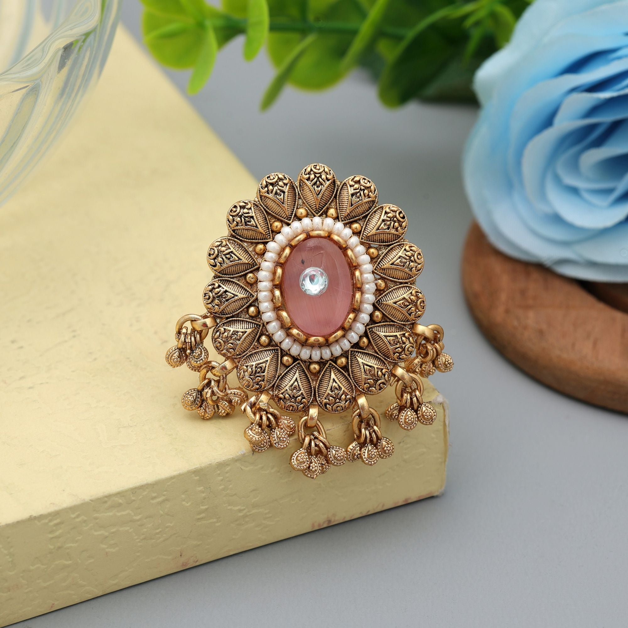 Pink Matte Gold Rings Minimal