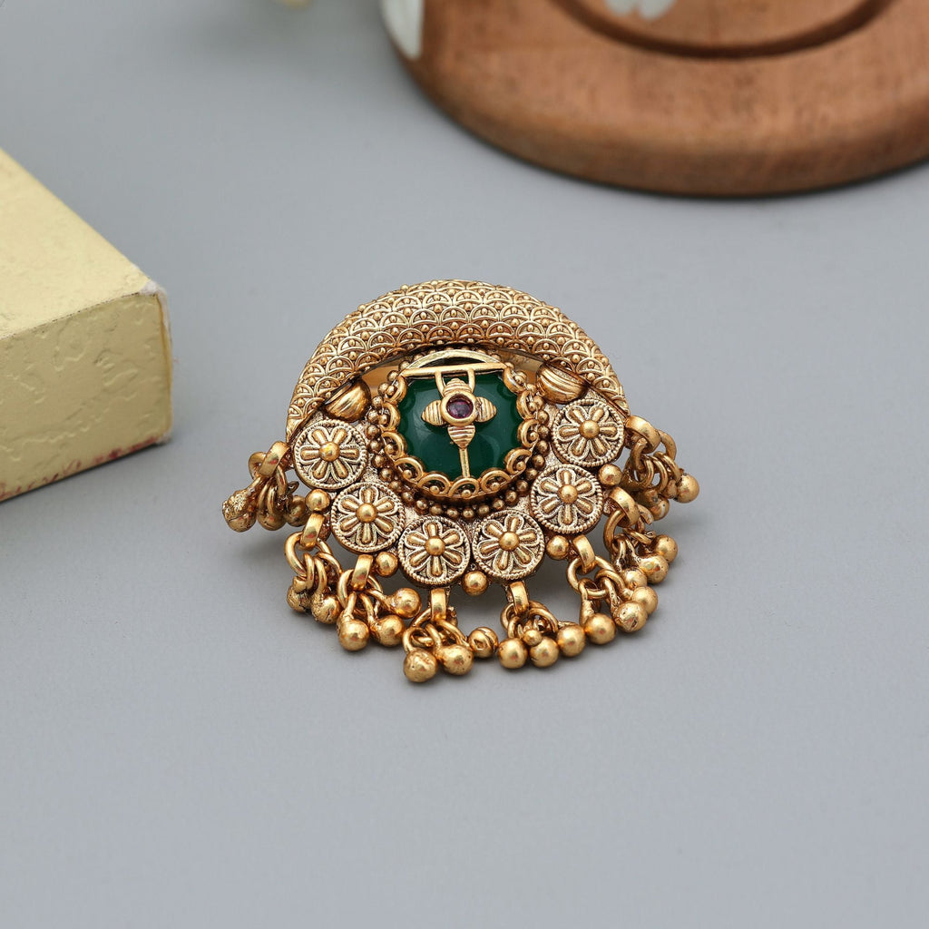 Green Matte Gold Rings Classic