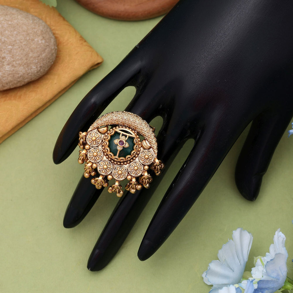 Green Matte Gold Rings Classic