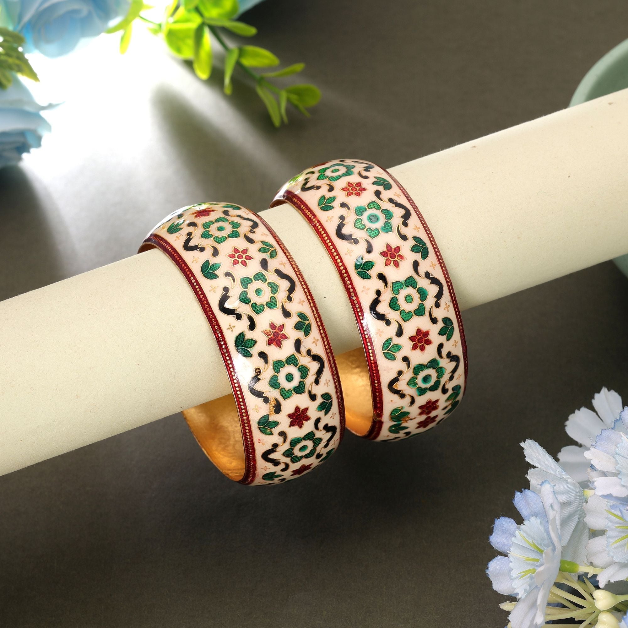 Multi Color Hand Painted Meenakari Bangle Pair