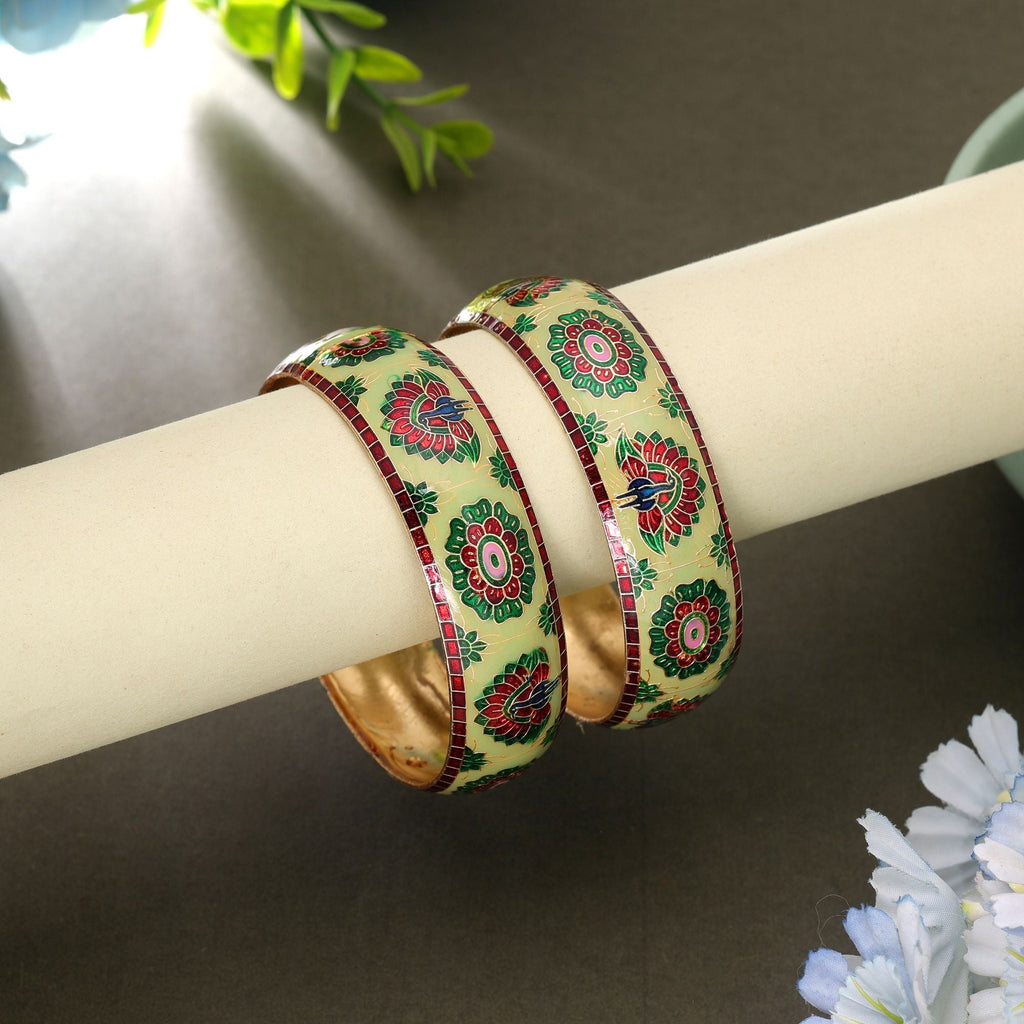 Pista Green Color Meenakari Bangle Pair Elegant Look