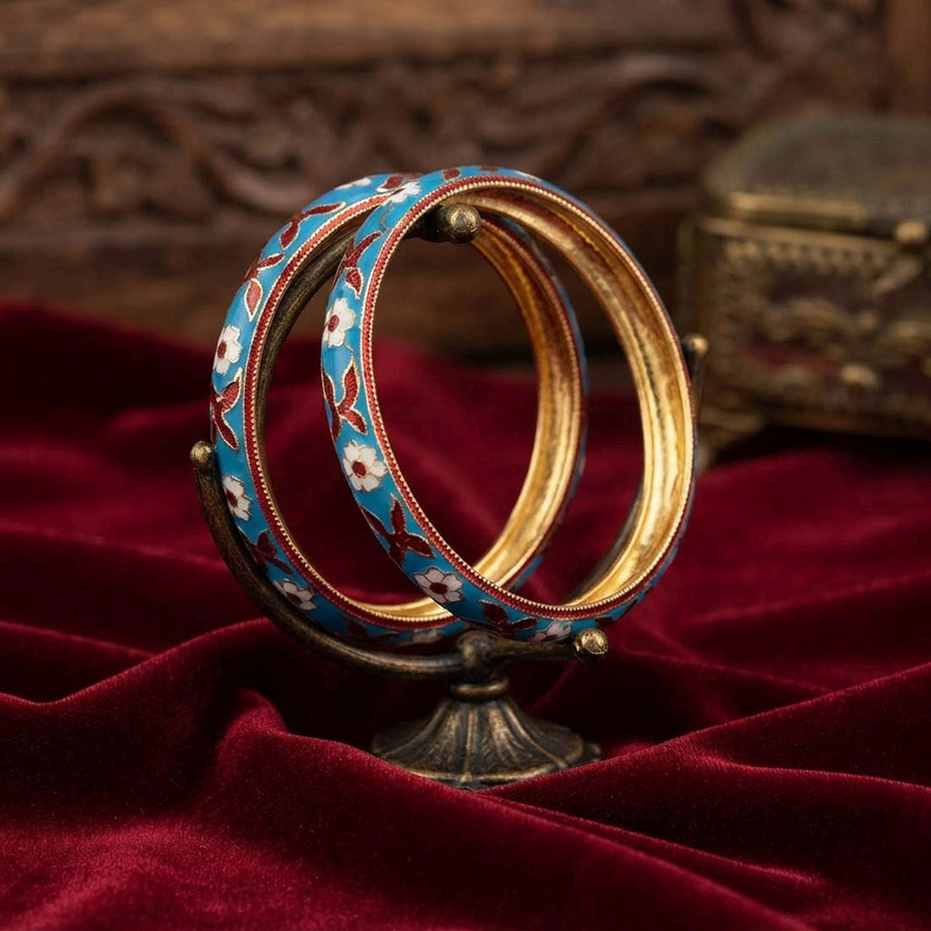 Sky Blue Color Hand Painted Meenakari Bangle Handmade