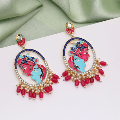 Rani Color Meenakari Earrings Showcasing Rich Cultural Heritage Through Enamel Artistry
