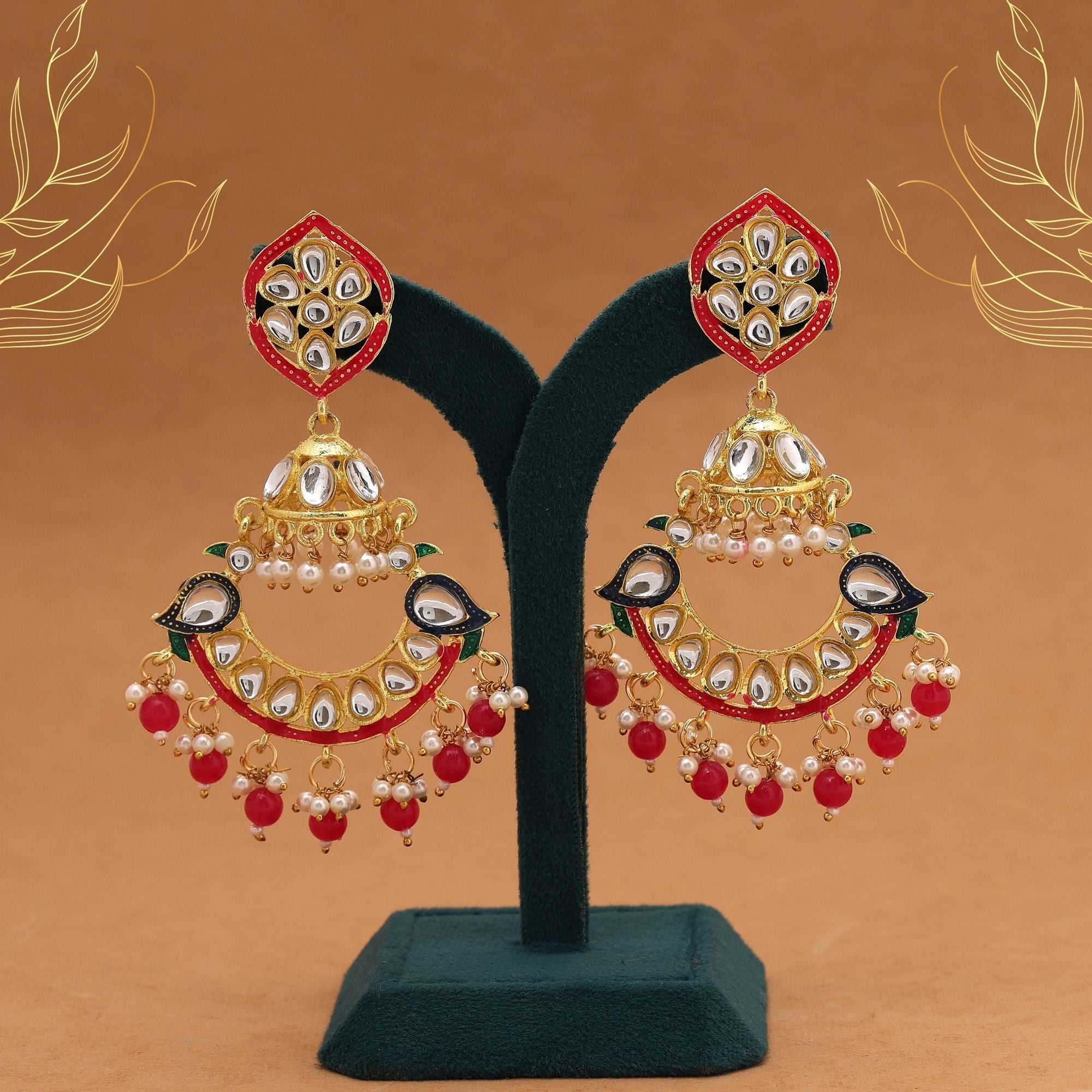 Rani Color Meenakari Earrings Designed For Royal Elegance In Festive Jewelry Collections