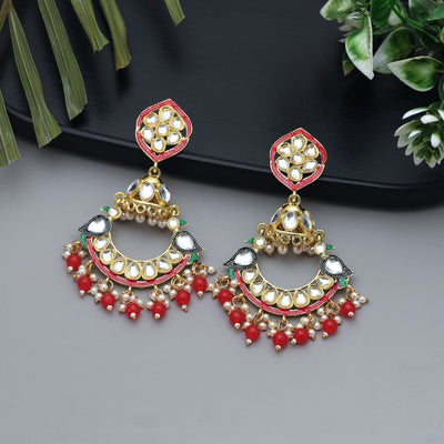 Rani Color Meenakari Earrings Designed For Royal Elegance In Festive Jewelry Collections