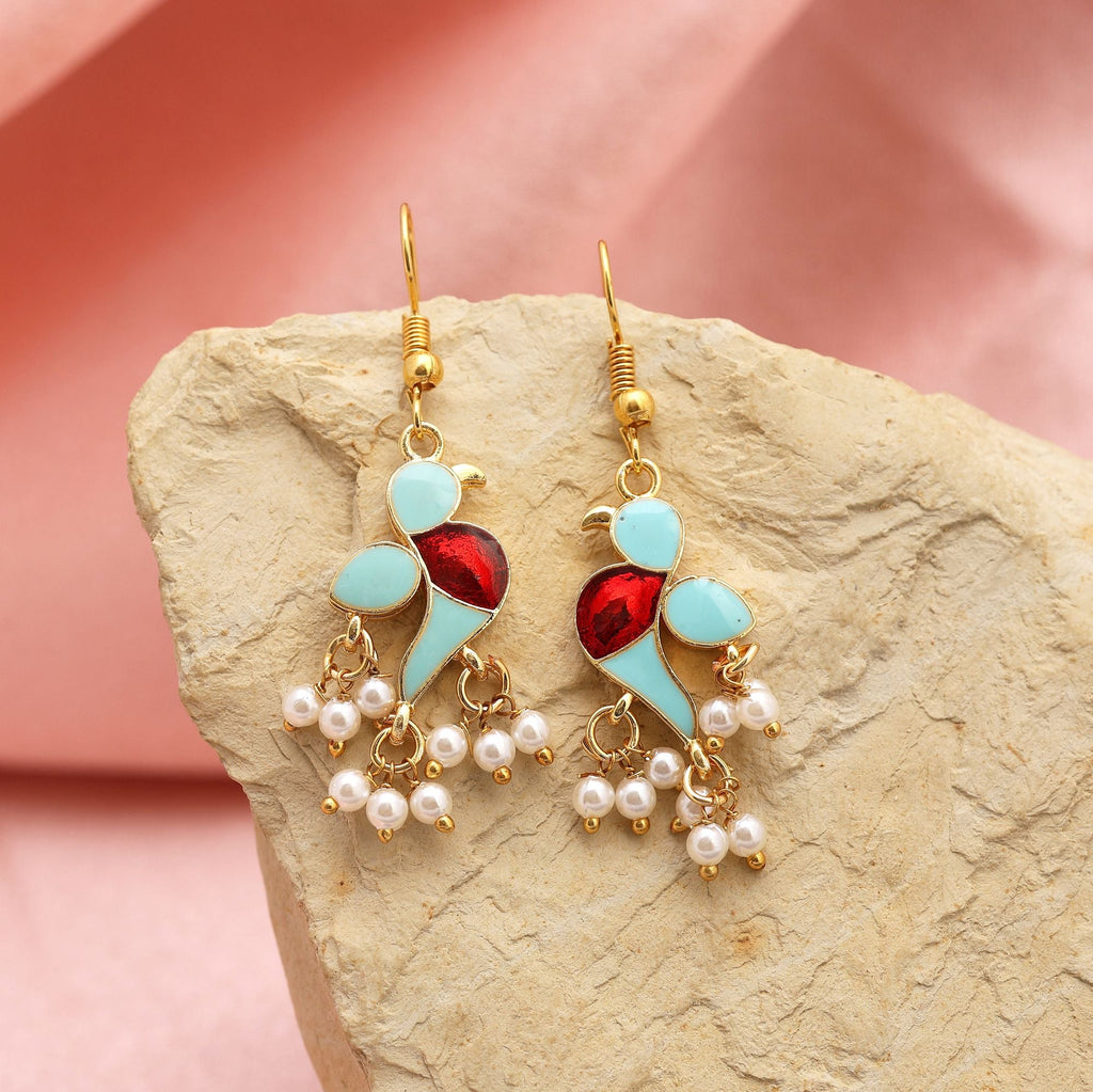 Sky Blue Color Meenakari Earrings Showcasing Airy Festive Beauty With Fine Craftsmanship