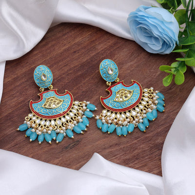 Firozi Color Mint Meena Earrings Offering Cool Vibrant Beauty For Cultural Celebrations