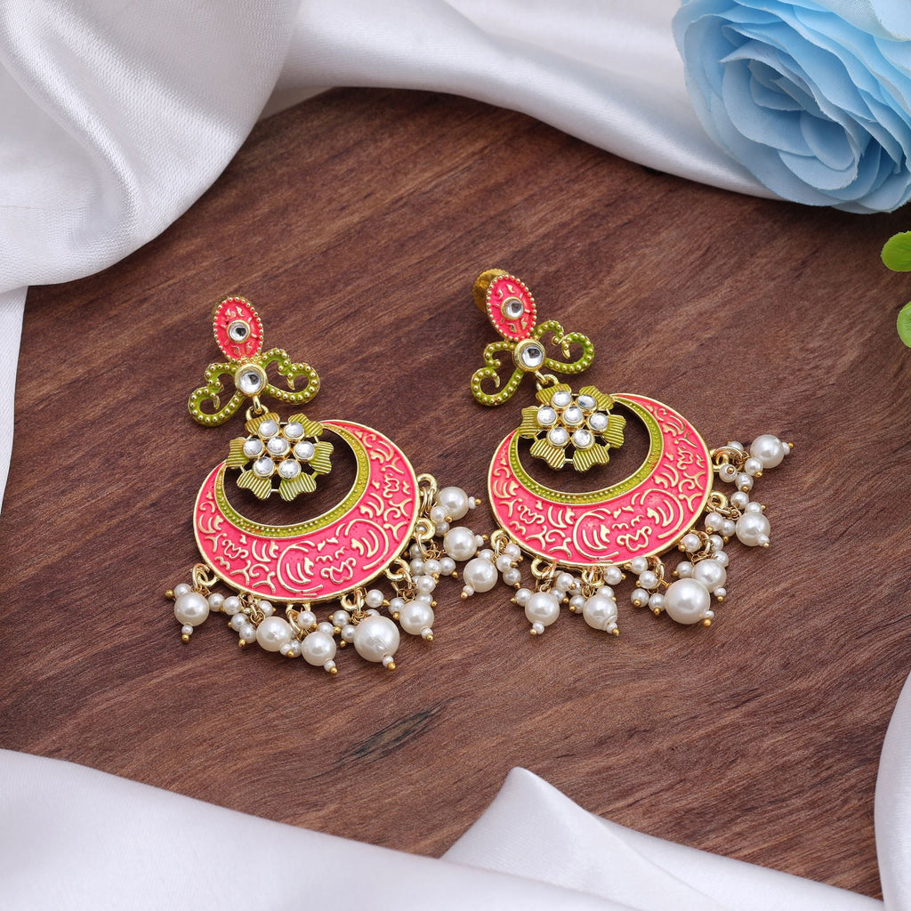 Rani Color Mint Meena Earrings Created For Regal Ethnic Elegance And Celebrations