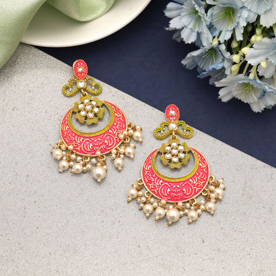 Rani Color Mint Meena Earrings Created For Regal Ethnic Elegance And Celebrations