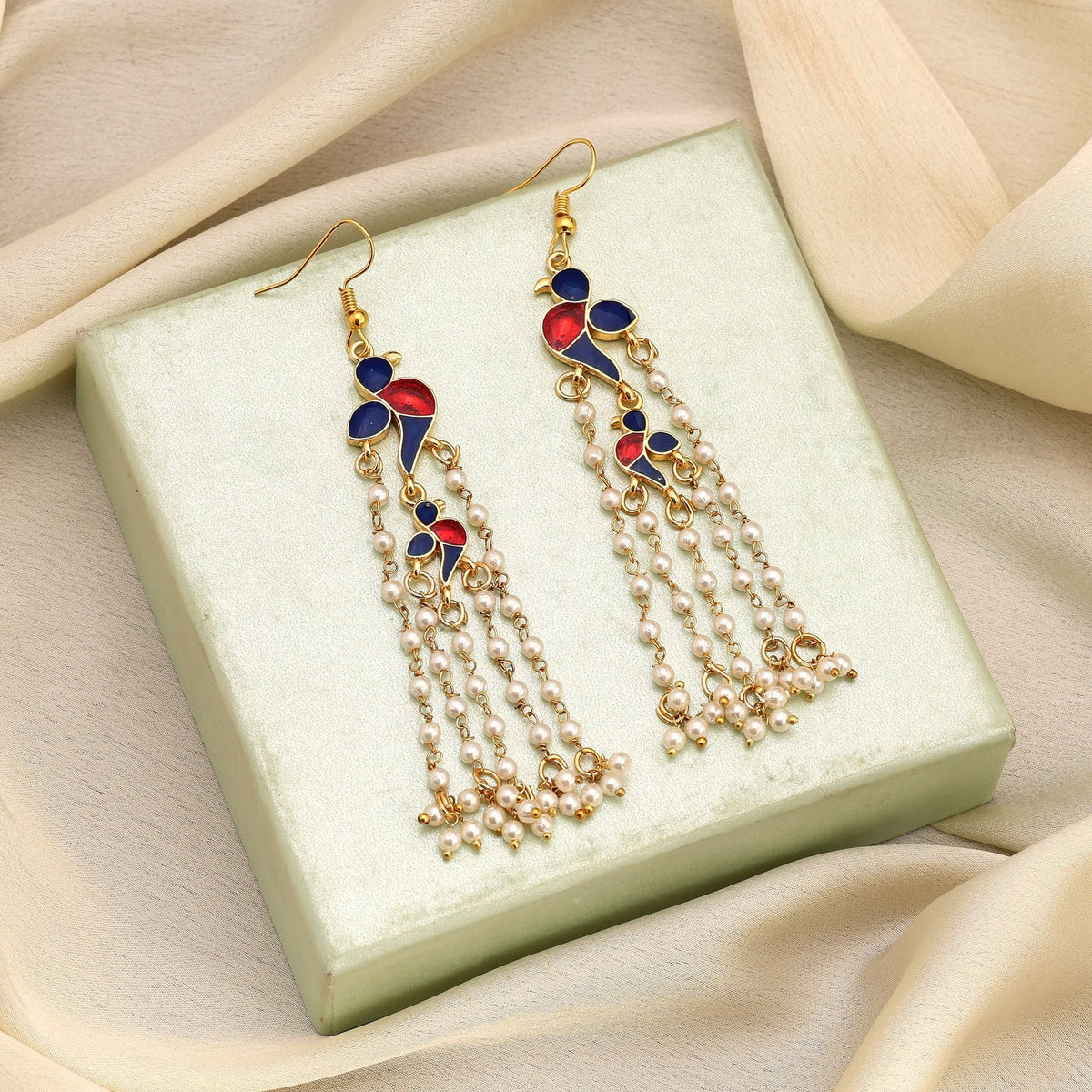 Royal Blue Meenakari Heritage Earrings
