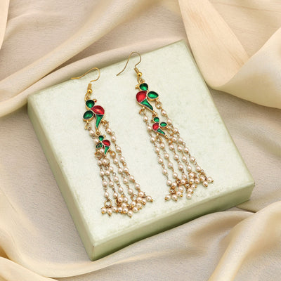 Green Detailed Meenakari Earrings