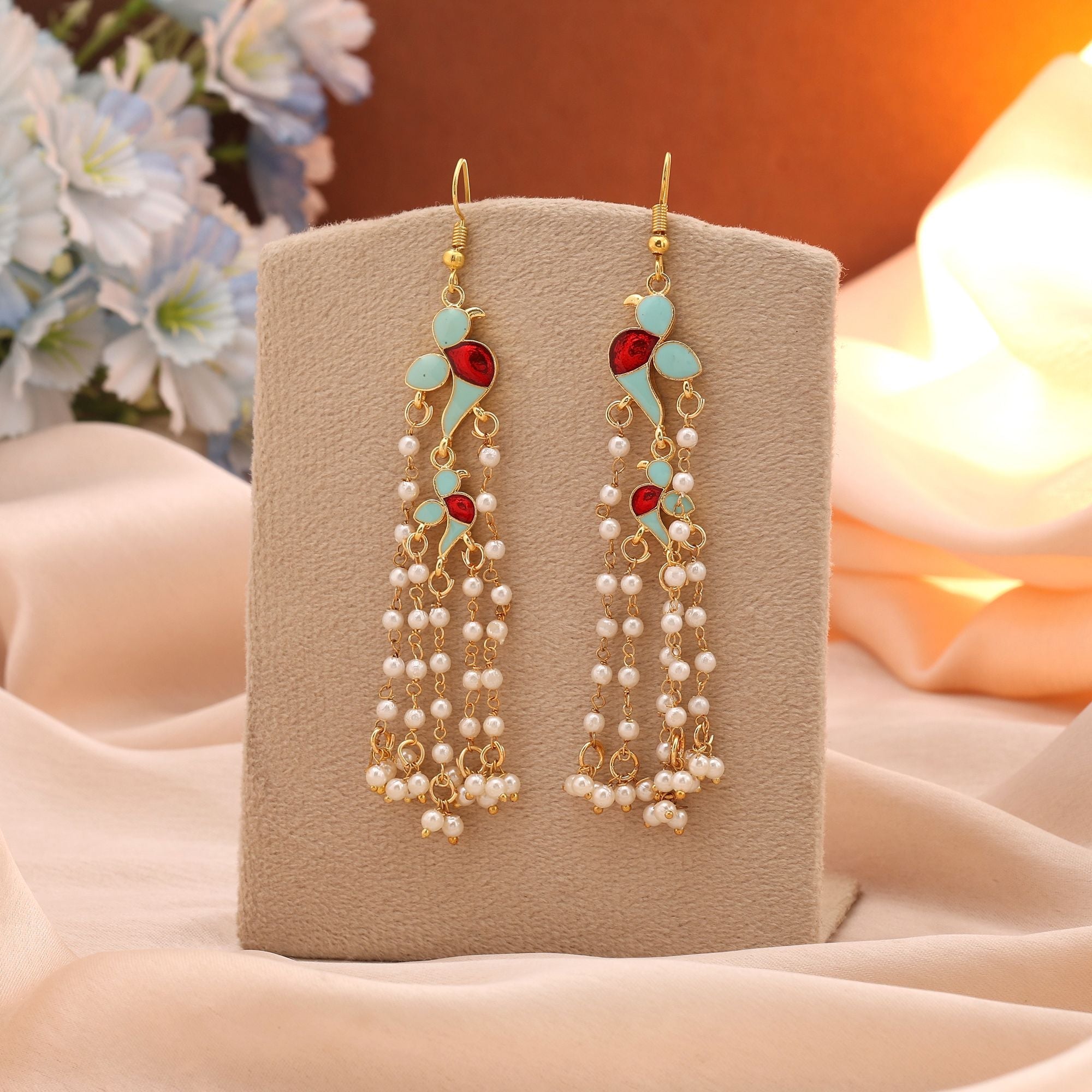 Sky Blue Festive Meenakari Earrings