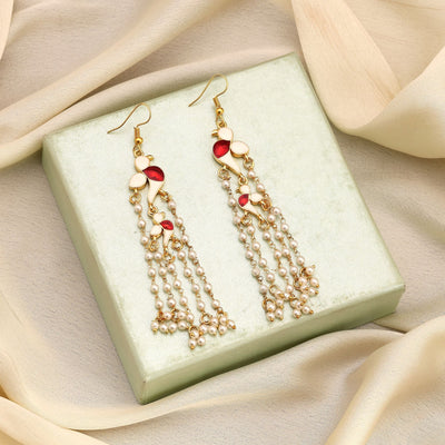 White Classic Meenakari Earrings