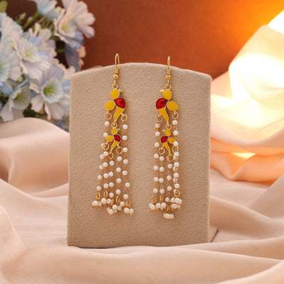 Yellow Meenakari Ethnic Earrings