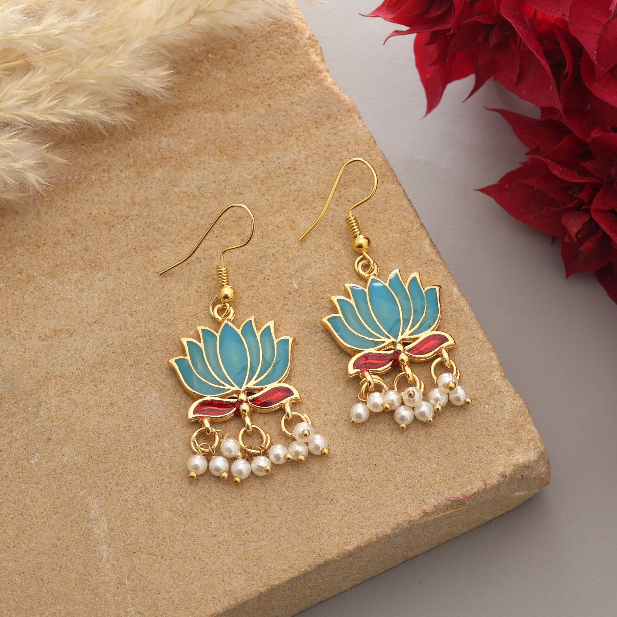 Firozi Traditional Meenakari Earrings