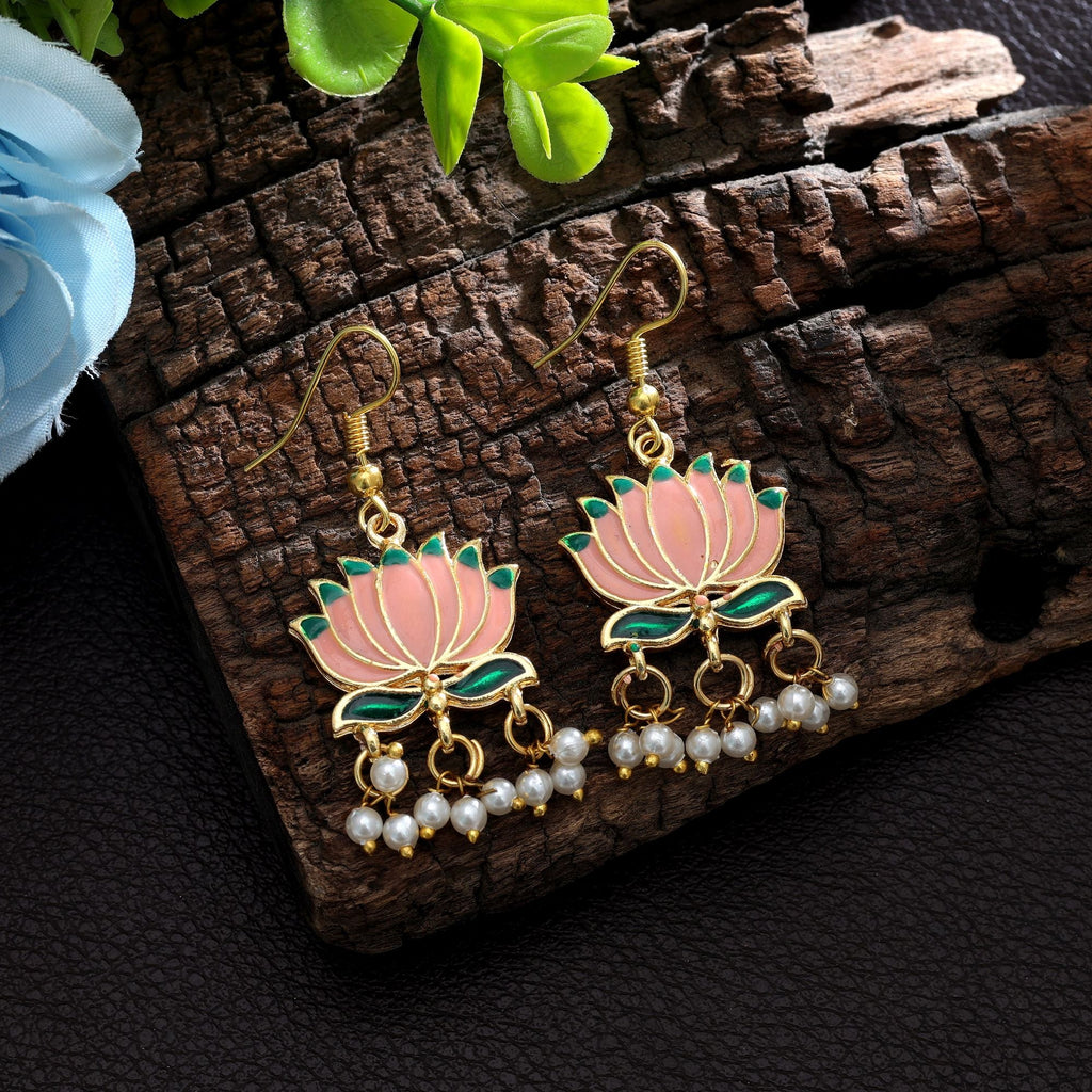 Peach Color Meenakari Earrings Festive Wedding Collection