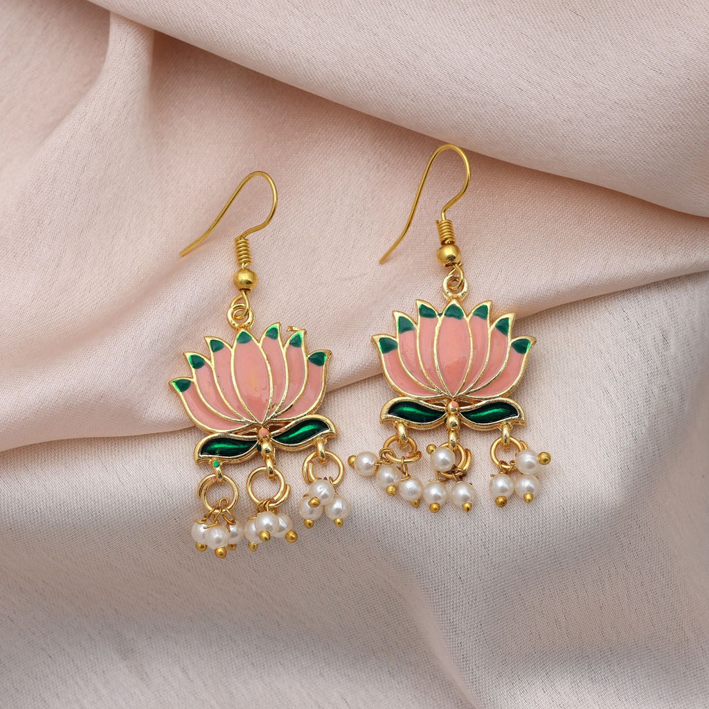Peach Color Meenakari Earrings Festive Wedding Collection