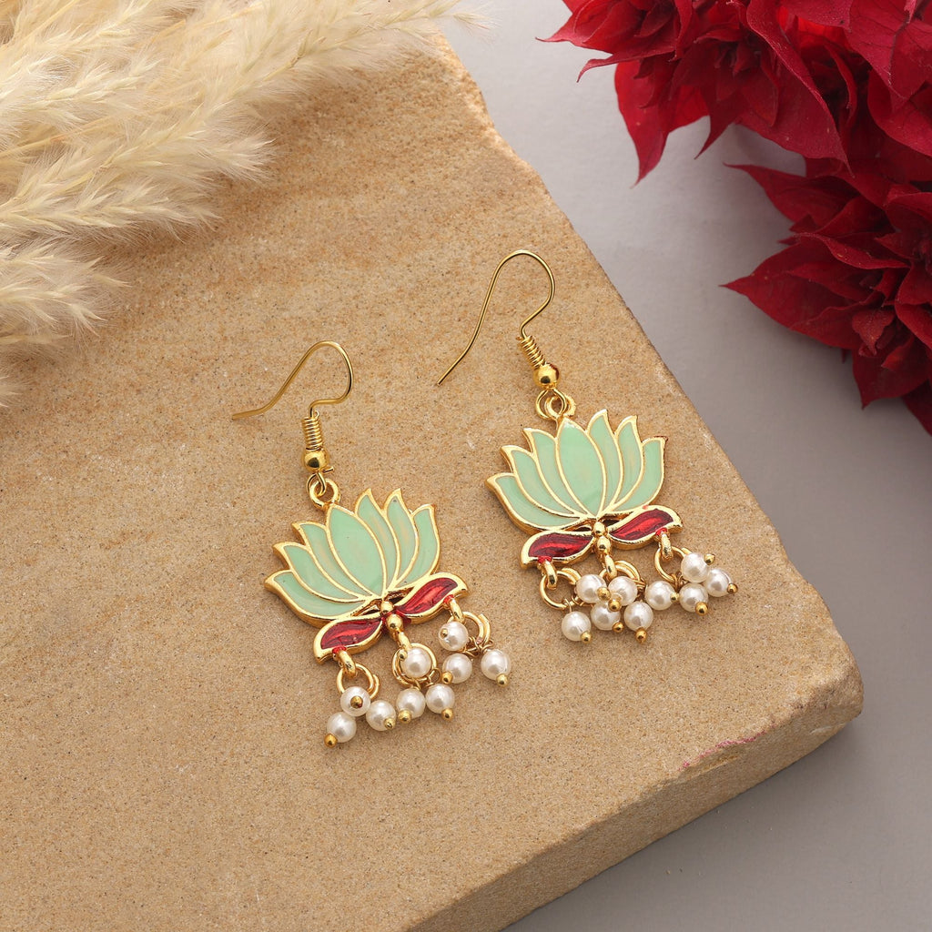Pista Green Pastel Meenakari Earrings
