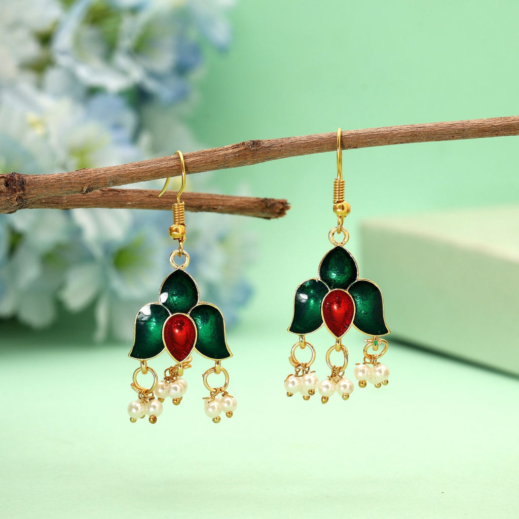 Green Classic Meenakari Earrings