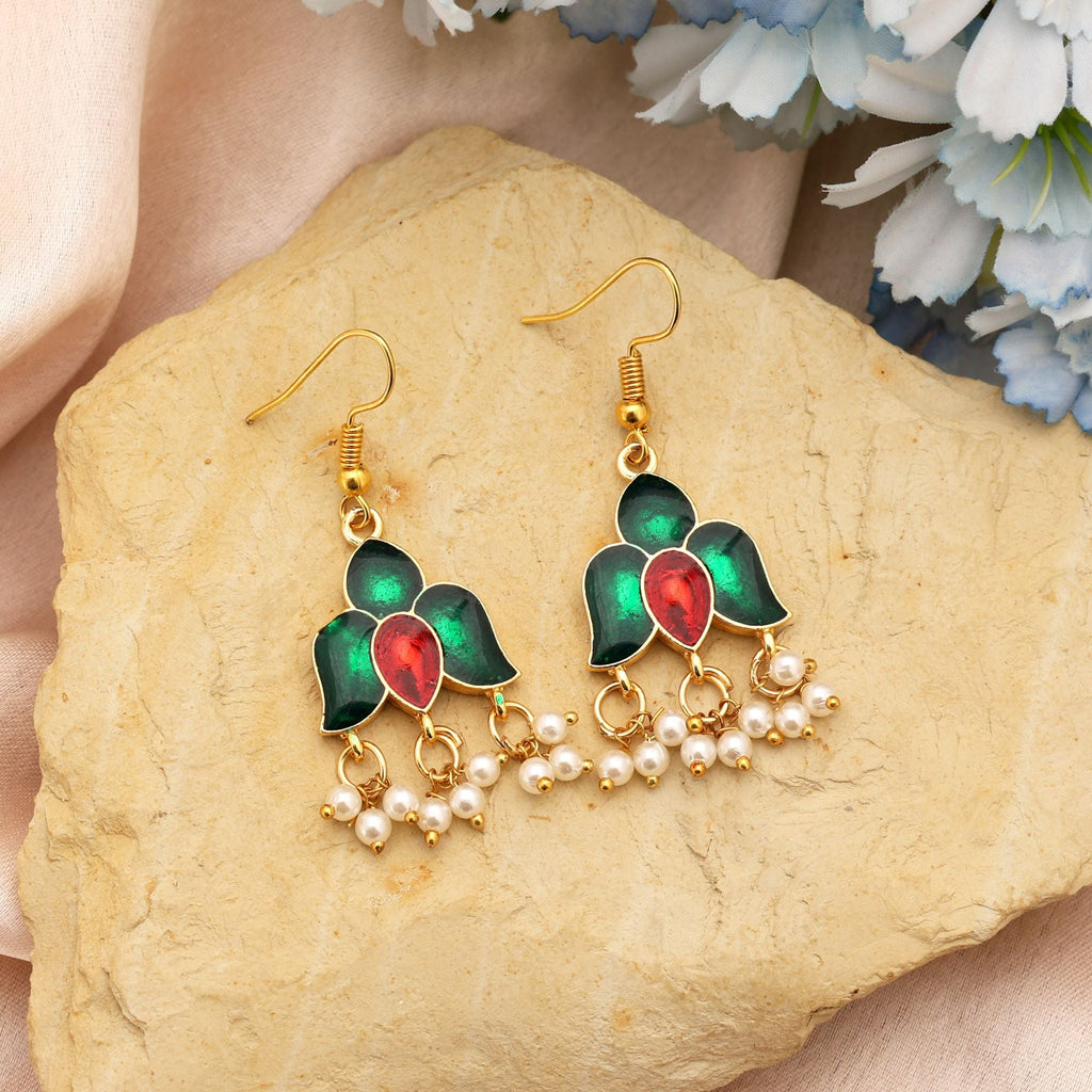 Green Classic Meenakari Earrings
