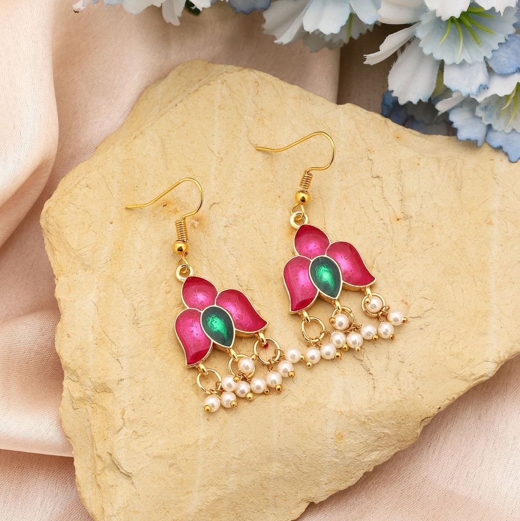 Magenta Bold Meenakari Earrings
