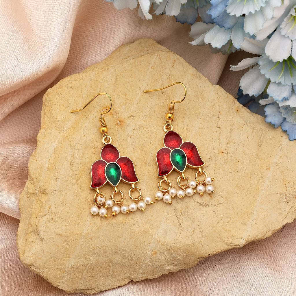 Maroon Bridal Meenakari Earrings