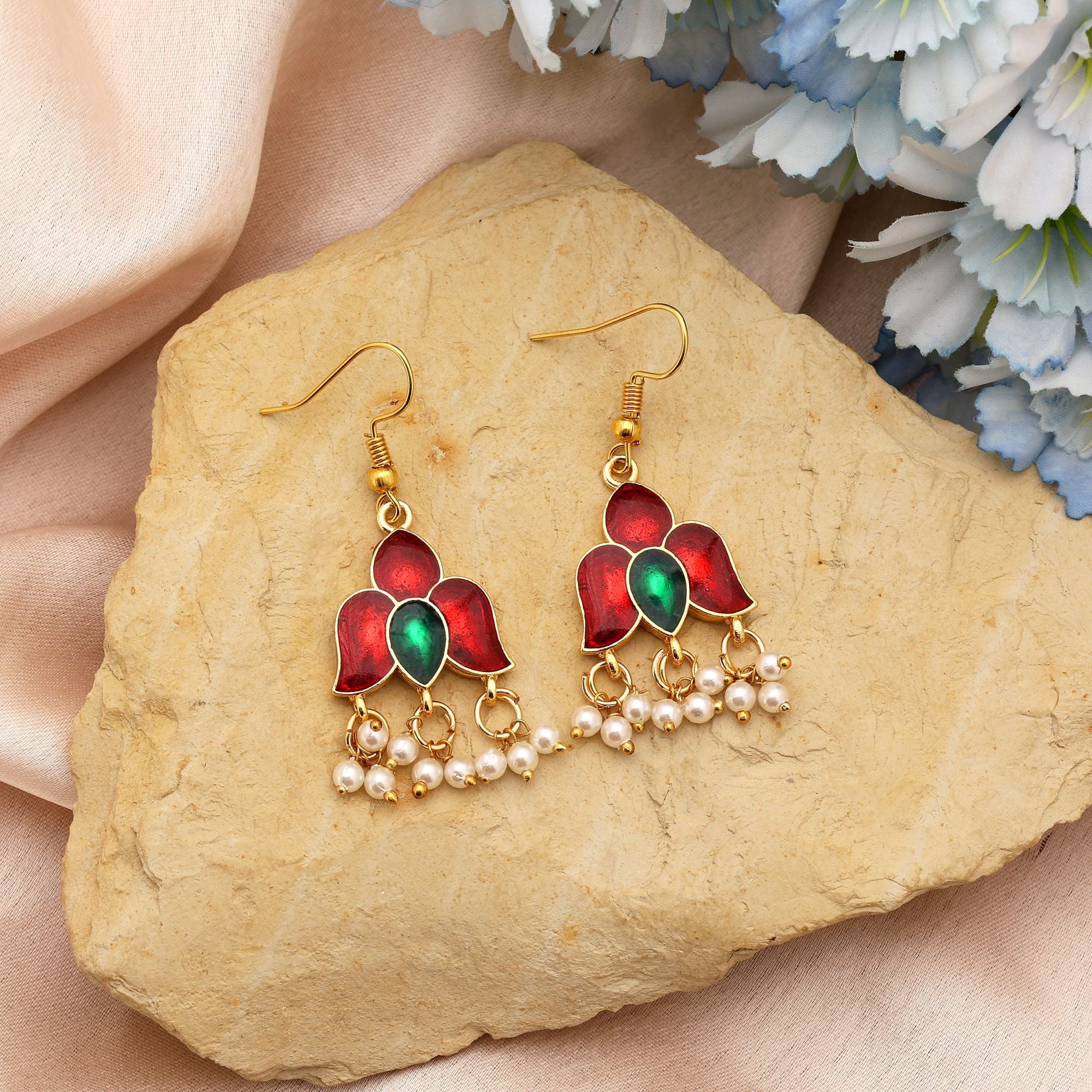 Maroon Bridal Meenakari Earrings