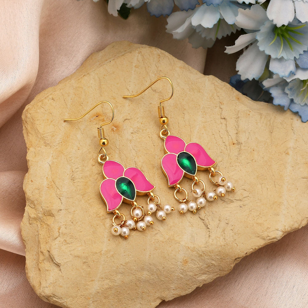 Pink Craftsmanship Meenakari Earrings