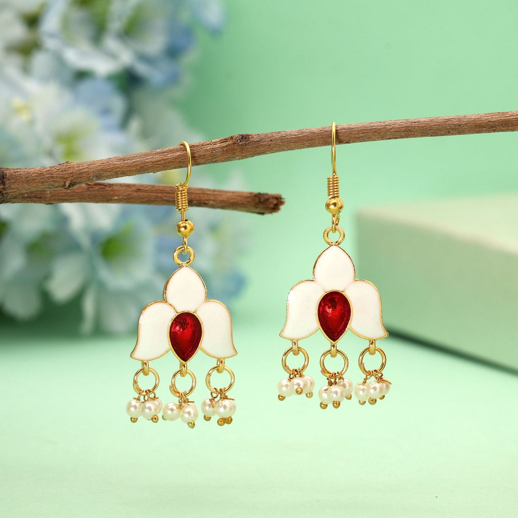 White Timeless Meenakari Earrings
