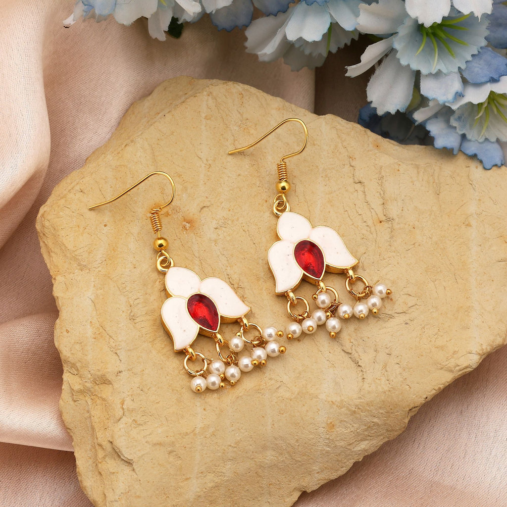 White Timeless Meenakari Earrings