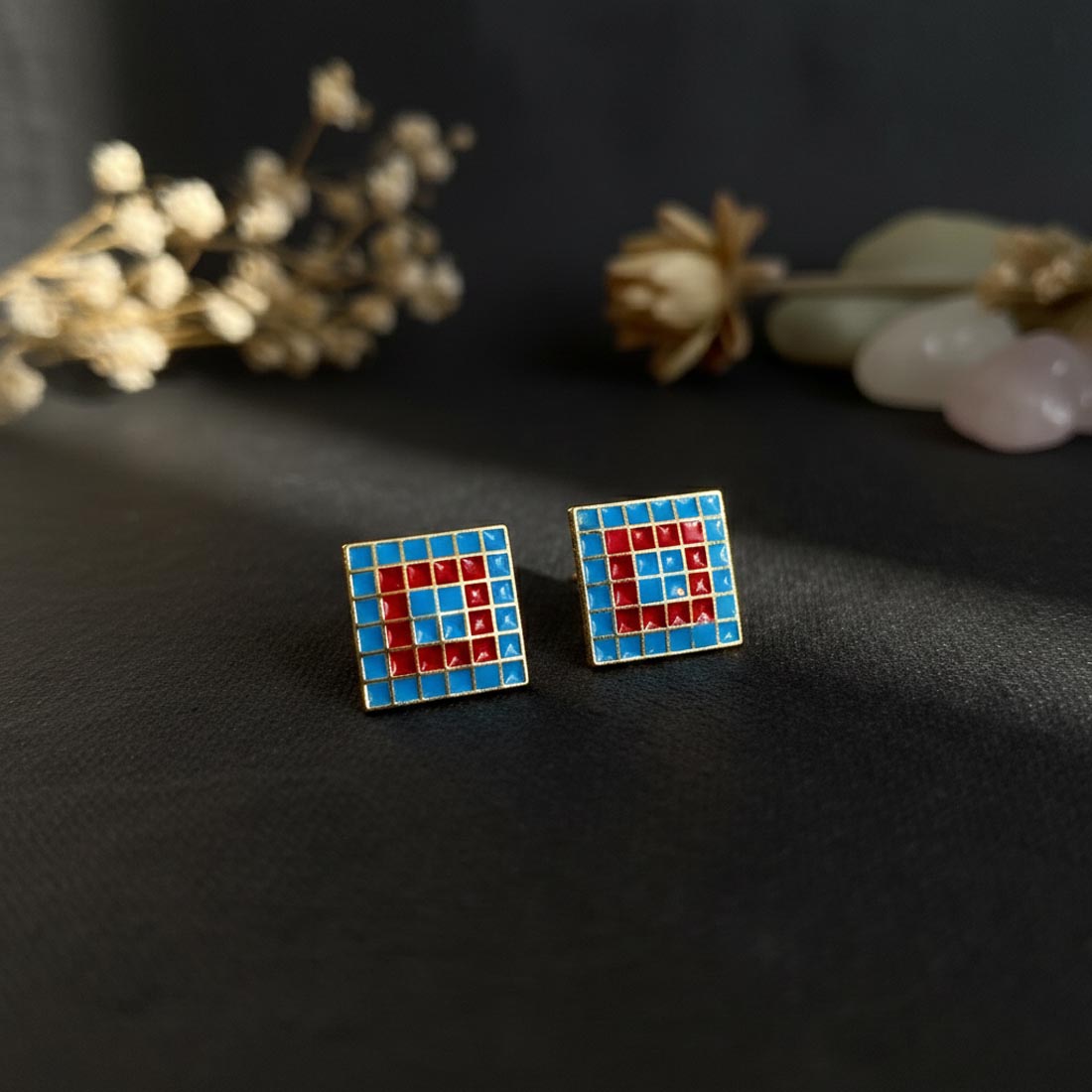 Firozi & Red Color Meenakari Earrings (MKE127FRZ)
