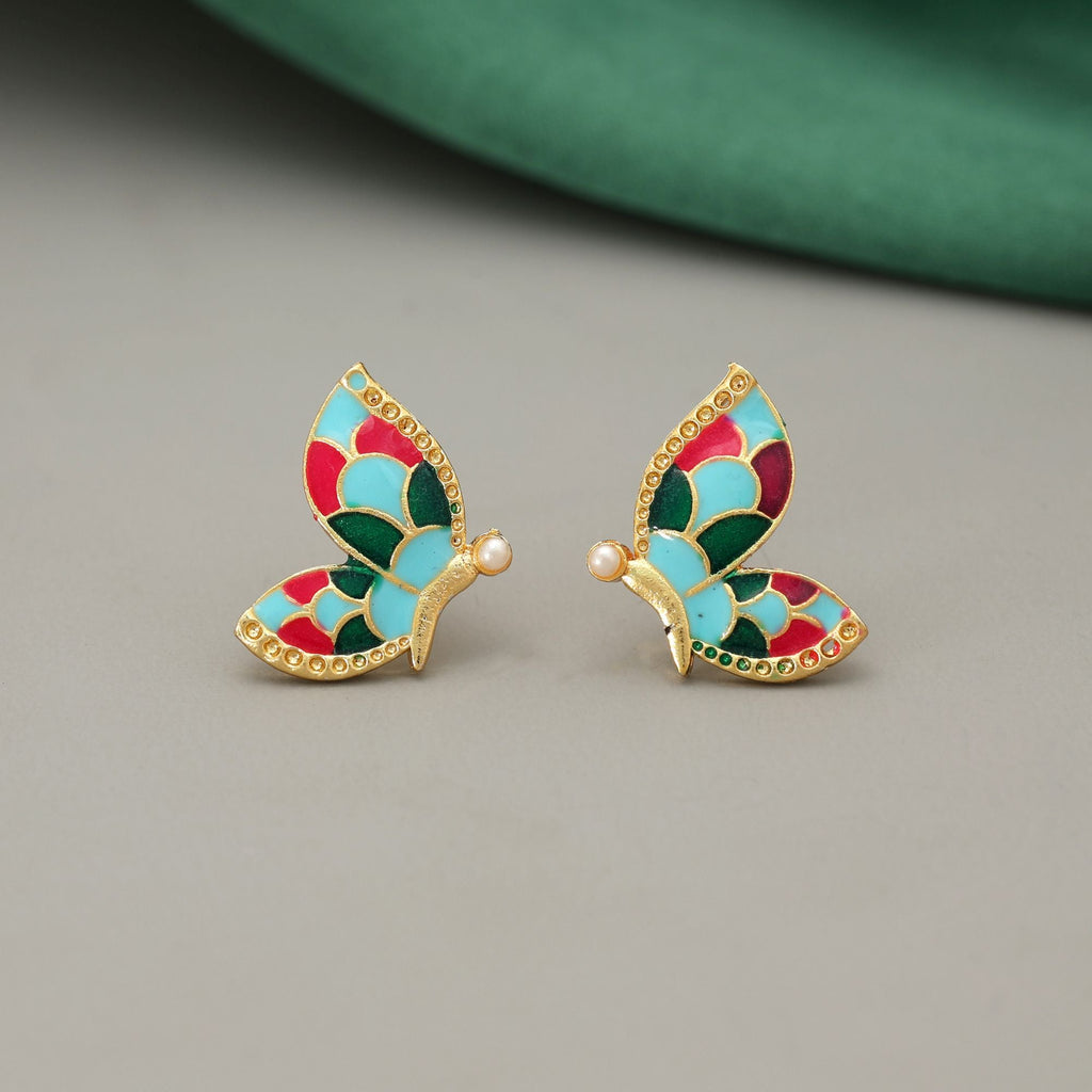 Multi Color Meenakari Earrings Traditional Wedding Wear
