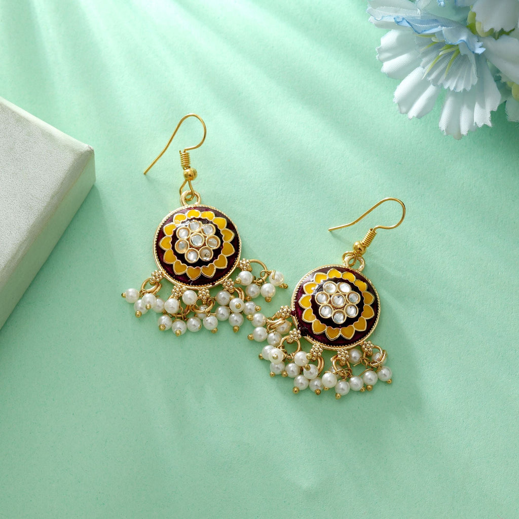 Purple Color Meenakari Earrings Festive Traditional Style