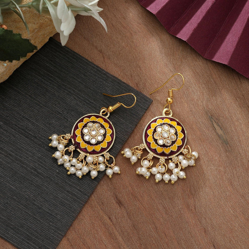 Purple Color Meenakari Earrings Festive Traditional Style