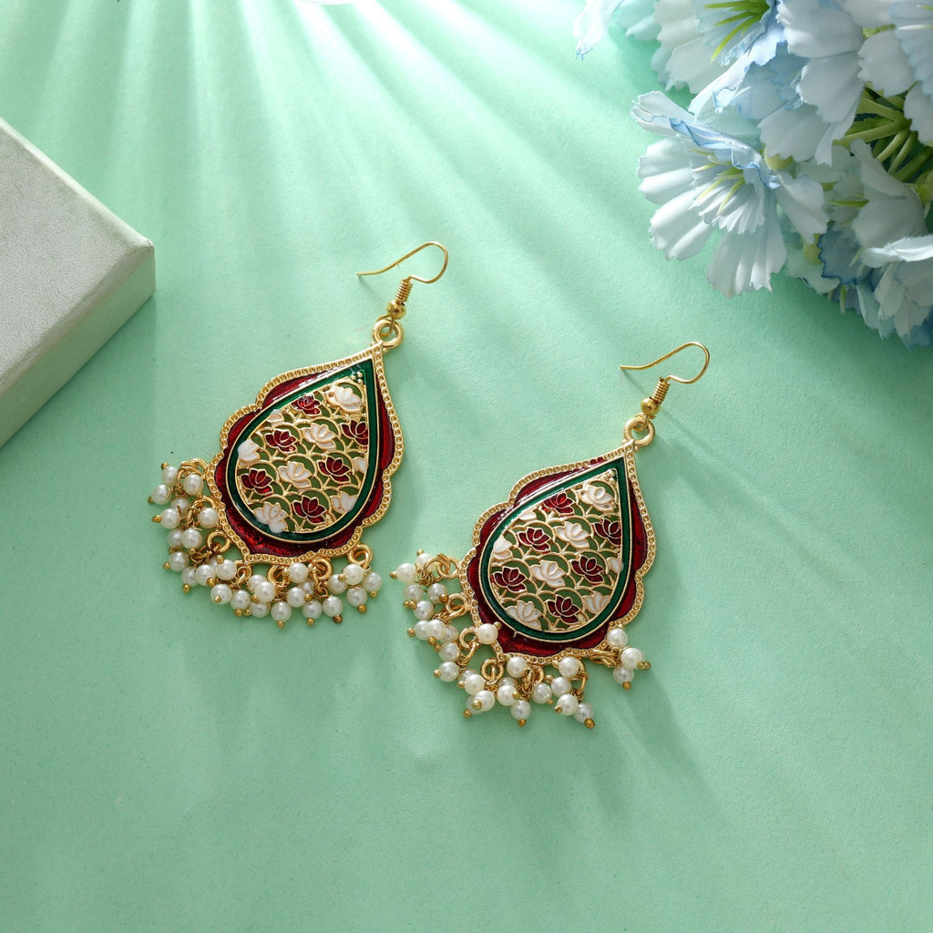 Maroon Color Meenakari Earrings Royal Ethnic Wear