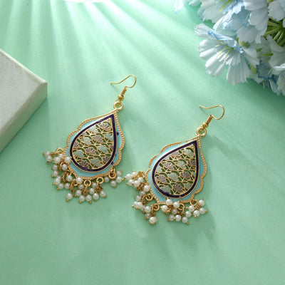 Sky Blue Color Meenakari Earrings Party Wear