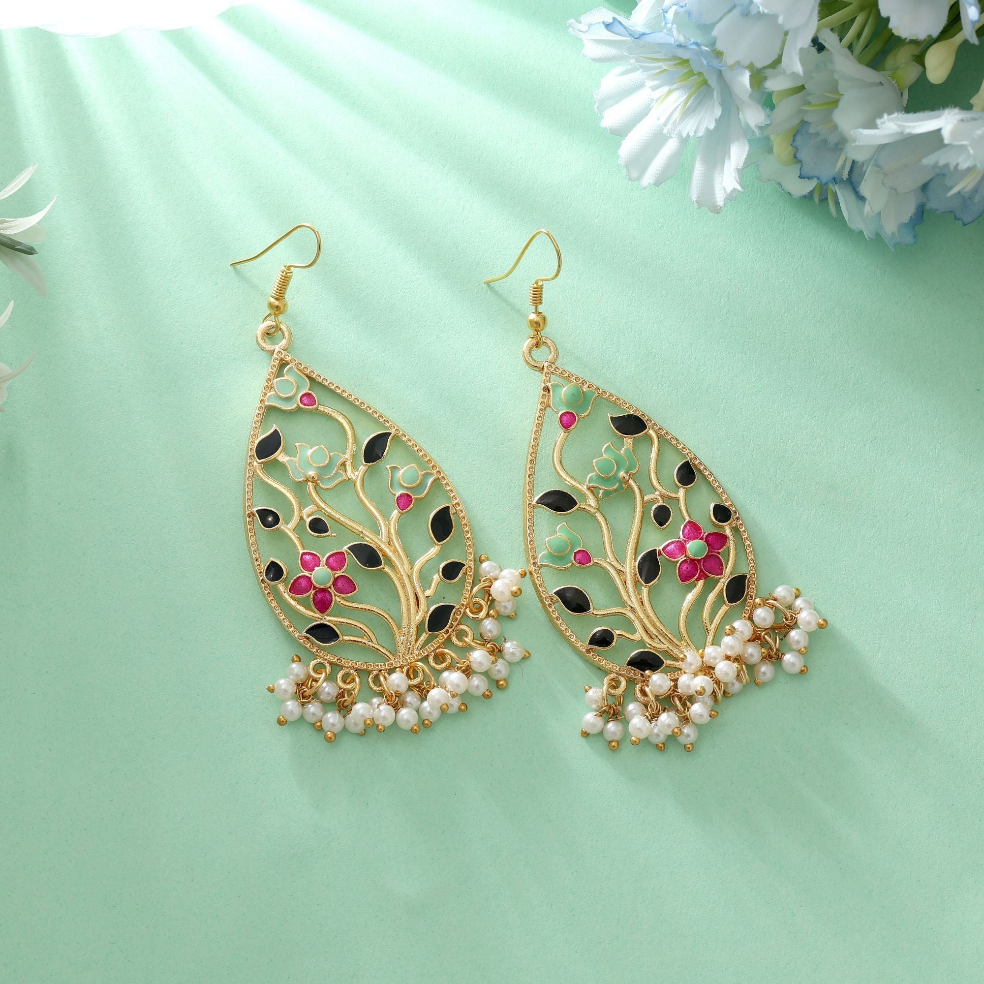 Multi Color Meenakari Earrings Classic Festive Wear