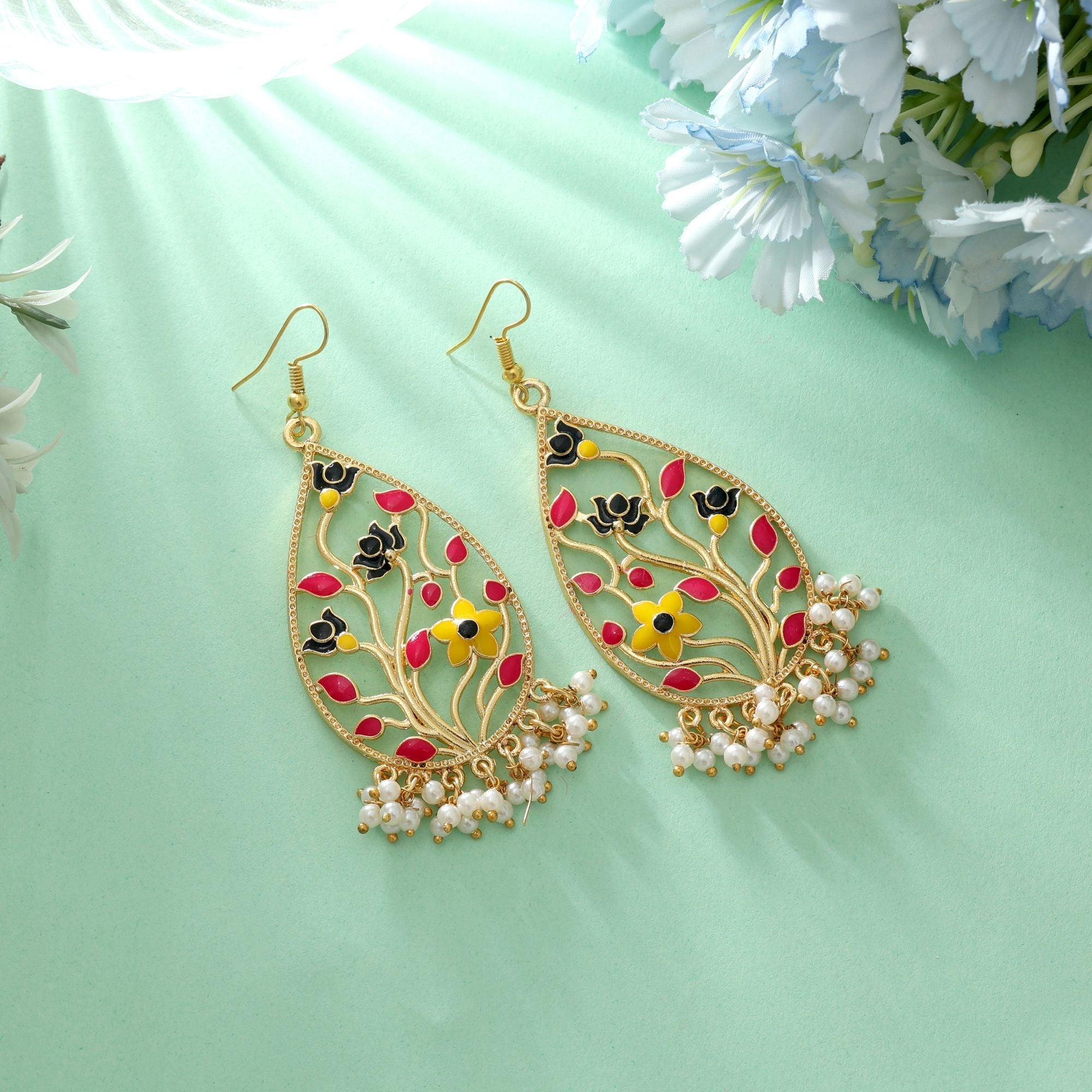 Multi Color Meenakari Earrings Stylish Party Wear