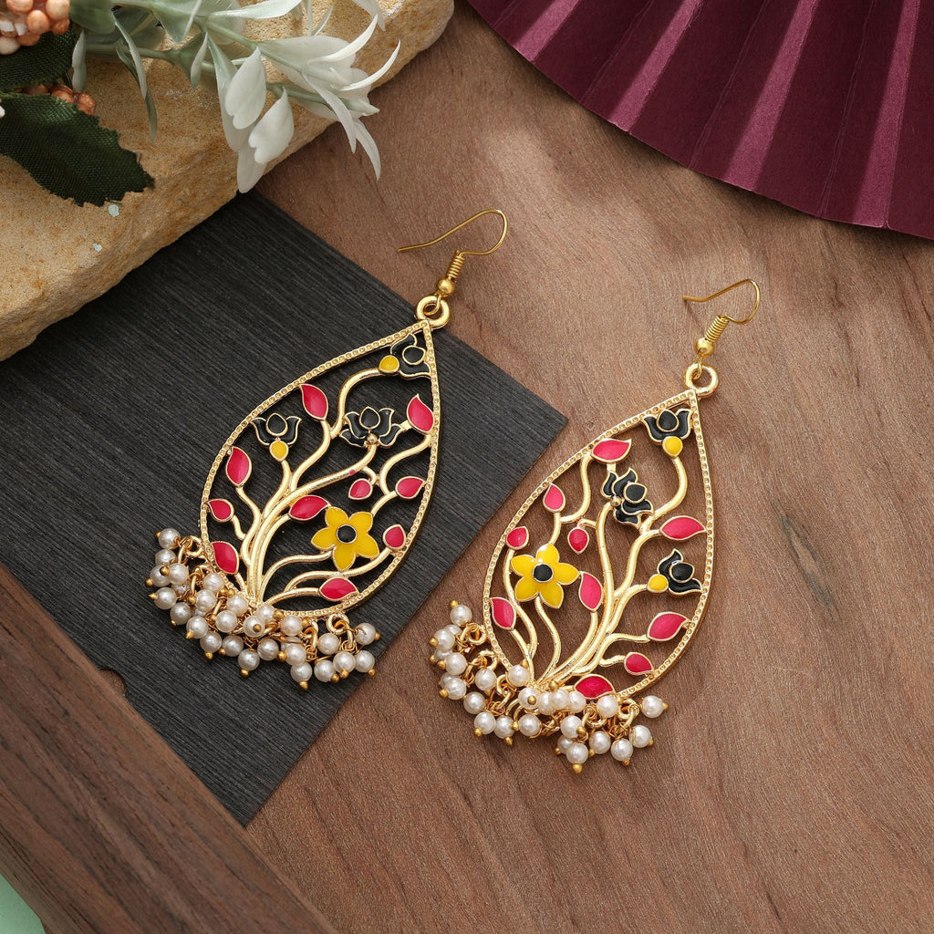 Multi Color Meenakari Earrings Stylish Party Wear