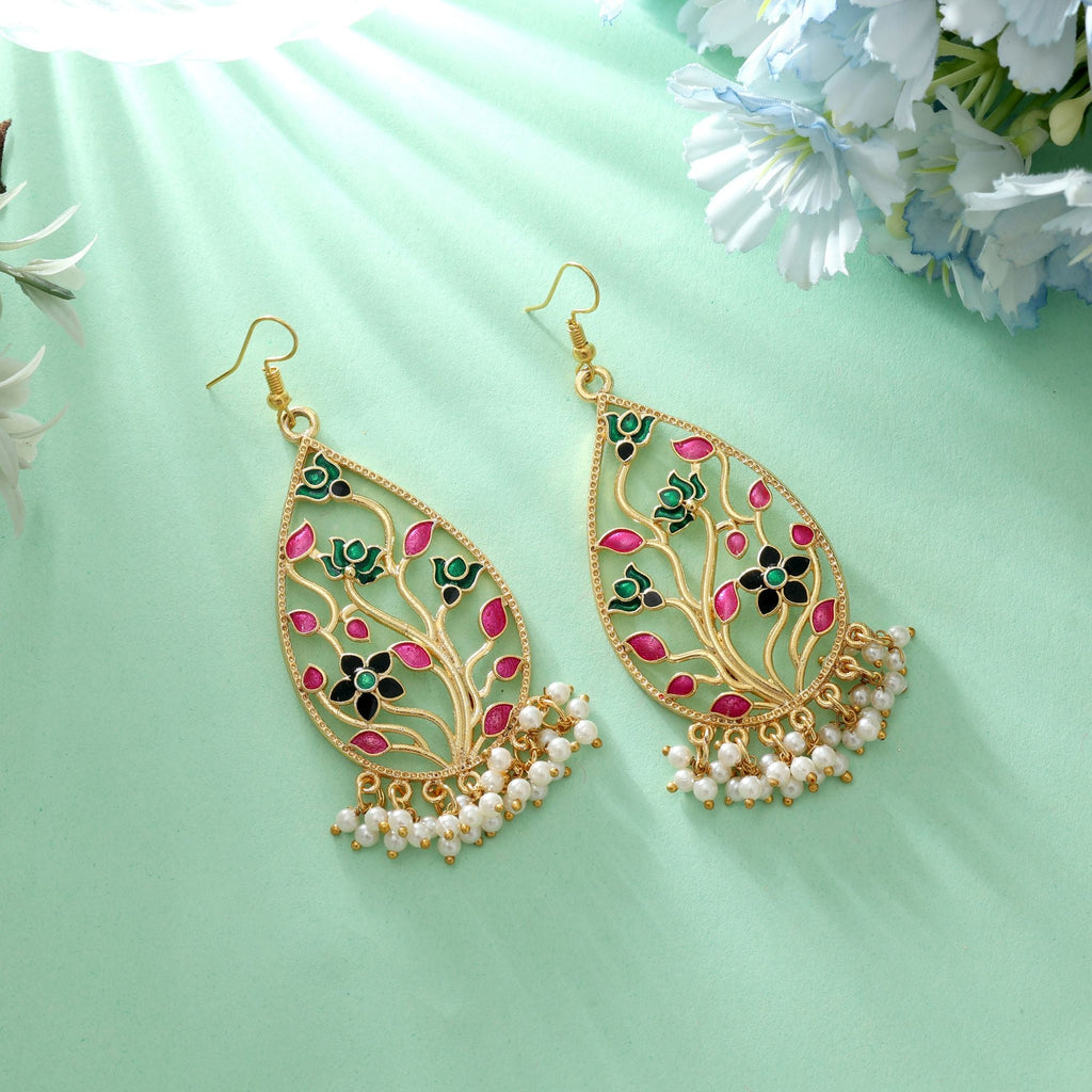 Multi Color Meenakari Earrings Designer Wedding Wear