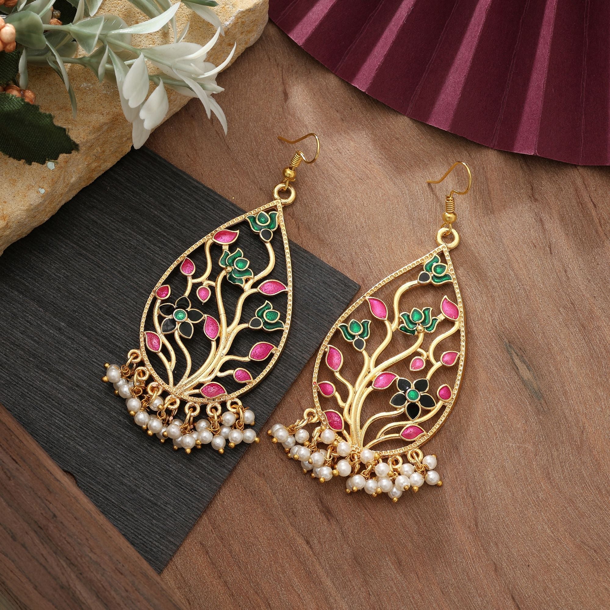 Multi Color Meenakari Earrings Designer Wedding Wear