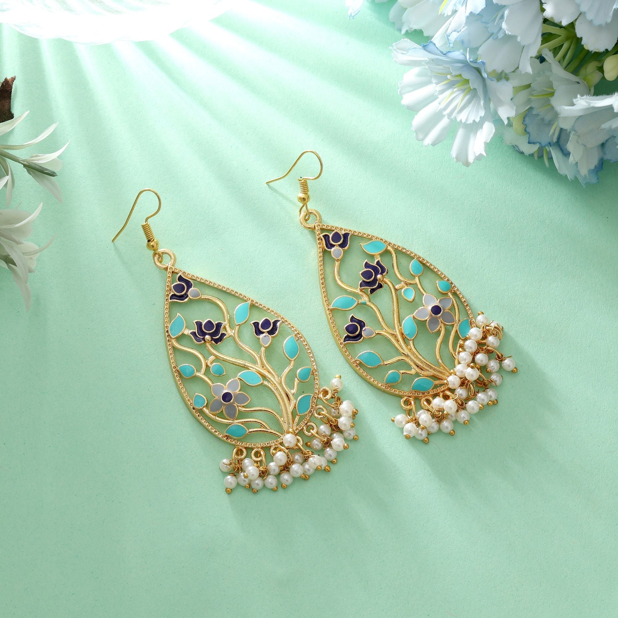 Multi Color Meenakari Earrings Ethnic Statement Style