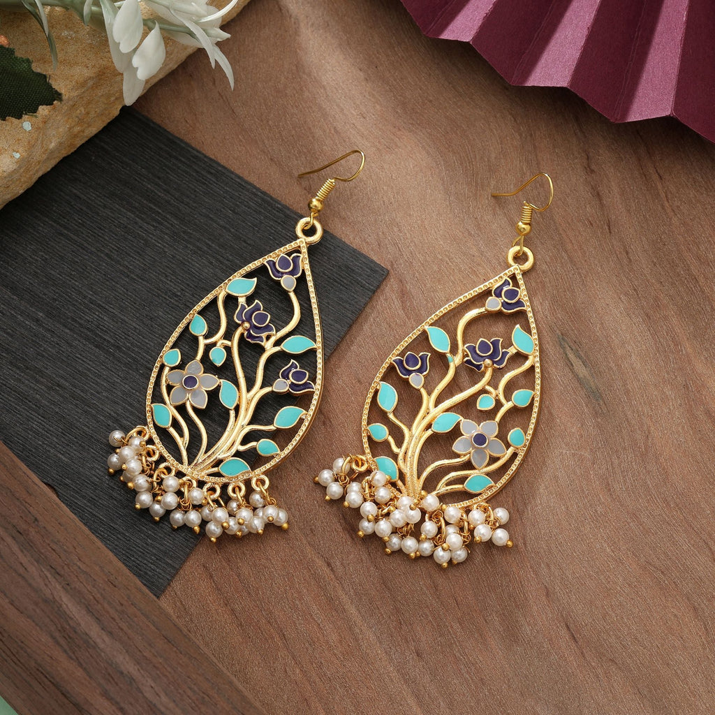 Multi Color Meenakari Earrings Ethnic Statement Style