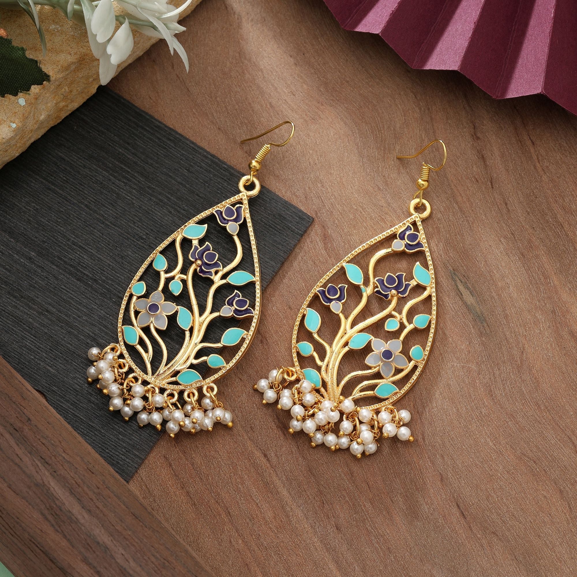 Multi Color Meenakari Earrings Ethnic Statement Style