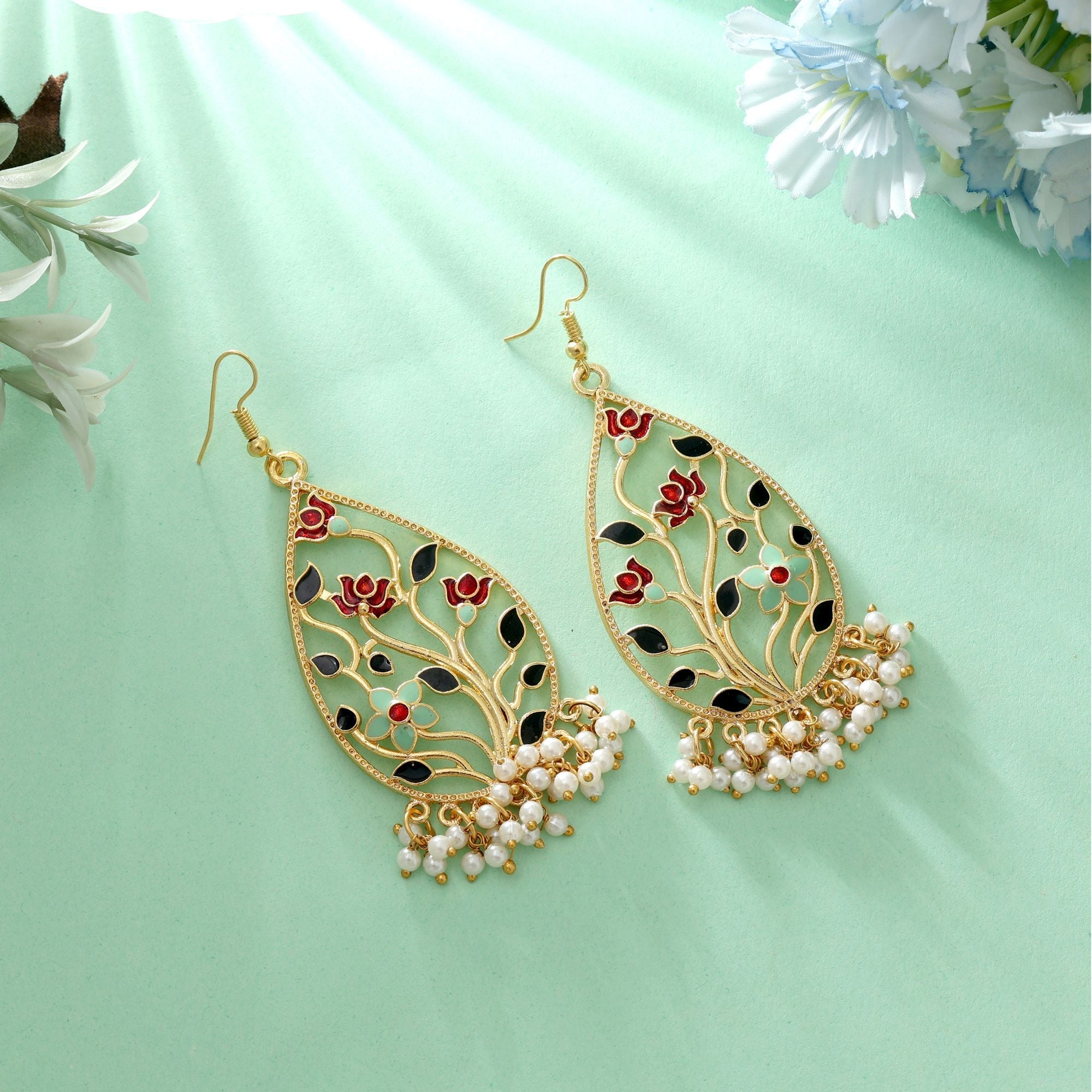 Multi Color Meenakari Earrings Bridal Festive Wear