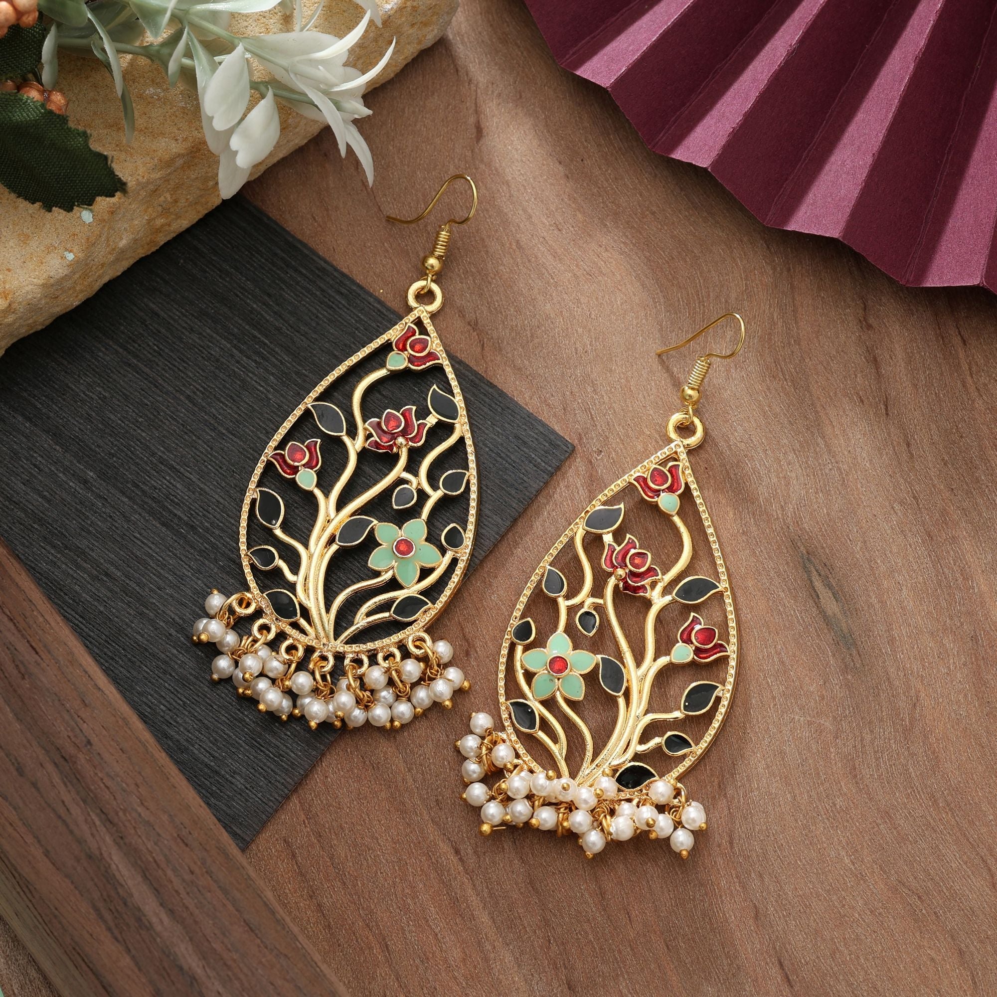 Multi Color Meenakari Earrings Bridal Festive Wear